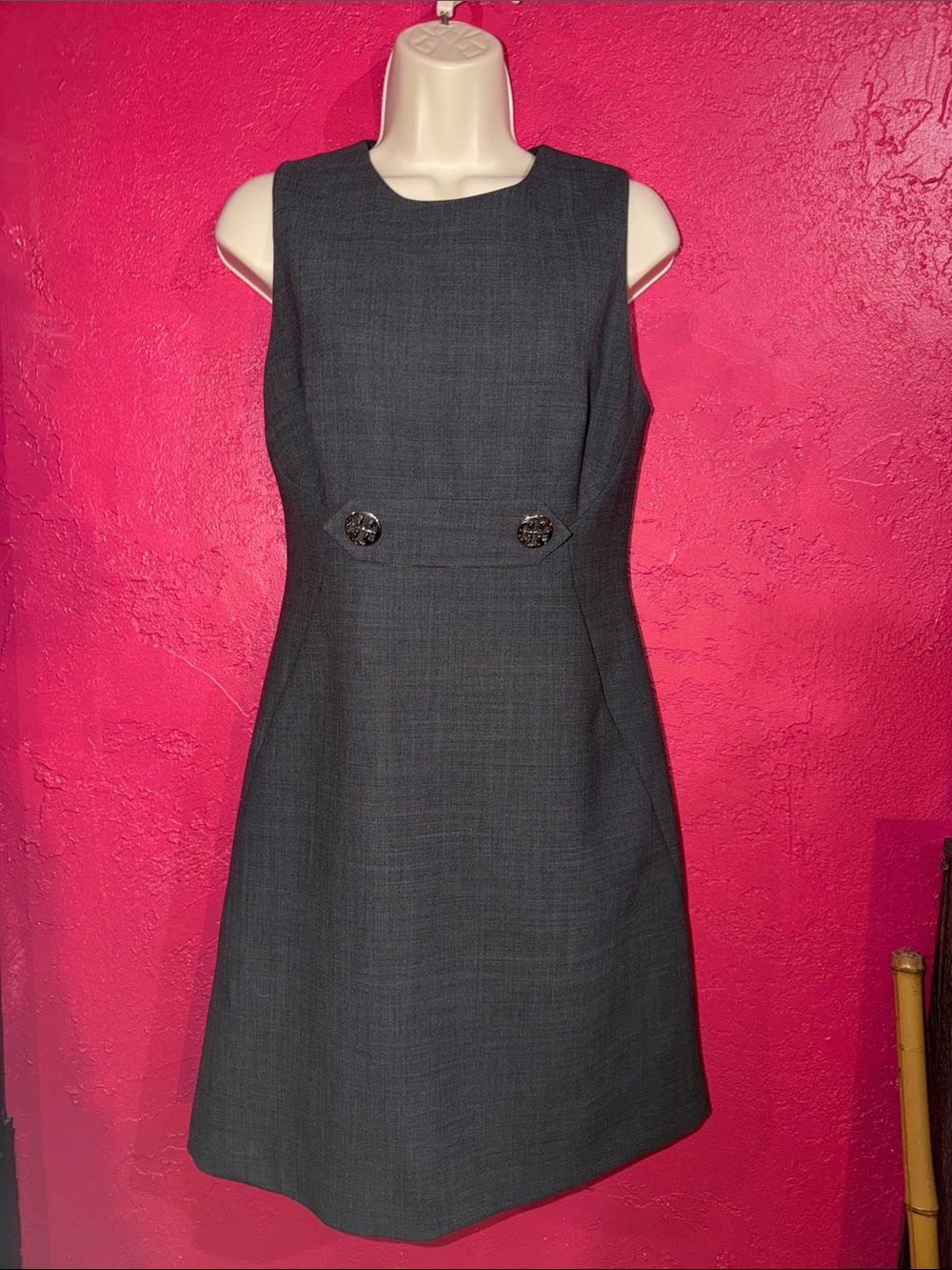 Tory Burch Charcoal Sleeveless A-Line Dress.  Dark academia. Sz 4.
